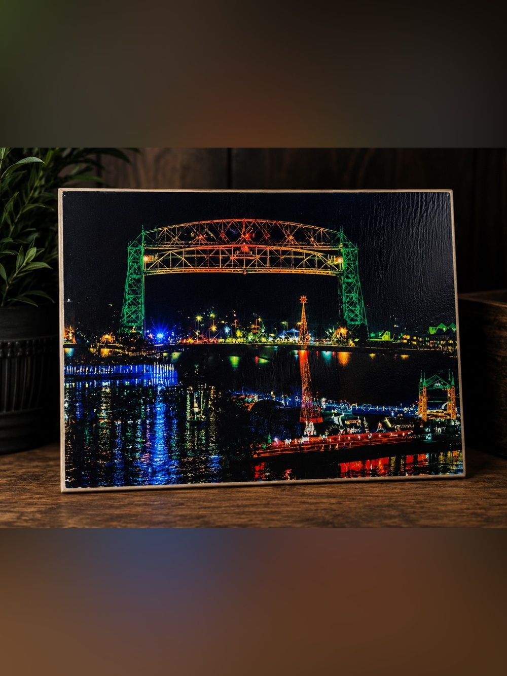Duluth Lift Bridge Christmas Lights Wall Art 5x7 | Canal Park Decor
